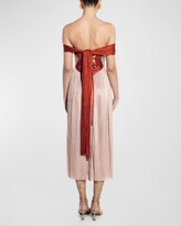 Thumbnail for your product : Maria Lucia Hohan Maisie Iridescent Plisse Lace-Up Gown