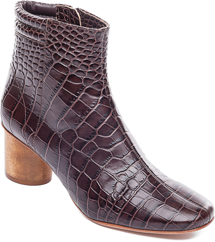 mock croc ankle boots