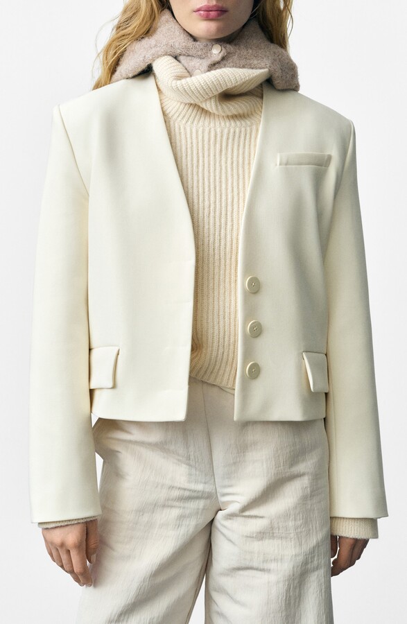 MANGO Jeanne Structured Crop Blazer