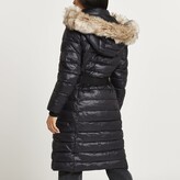 Thumbnail for your product : River Island Womens Petite Black belted longline puffer coat