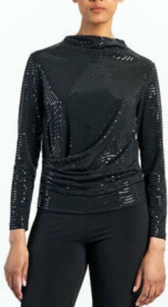 Tunique De Danse Lyrique Femme – Col Drapé Scintillant – Pour Danse Contemporaine, Ballet Moderne