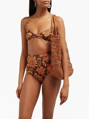 Dodo Bar Or Jenna Floral-print Bikini Top - Brown Print
