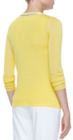 Thumbnail for your product : Michael Simon Button-Front Cardigan with Bead Trim, Yellow