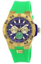 Thumbnail for your product : Vince Camuto Gold-Tone Watch with Blue Dial & Green Silicon Strap