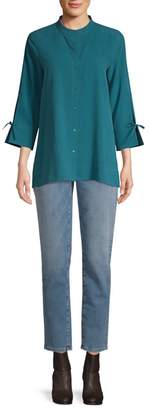 Eileen Fisher Stand Collar Silk Shirt
