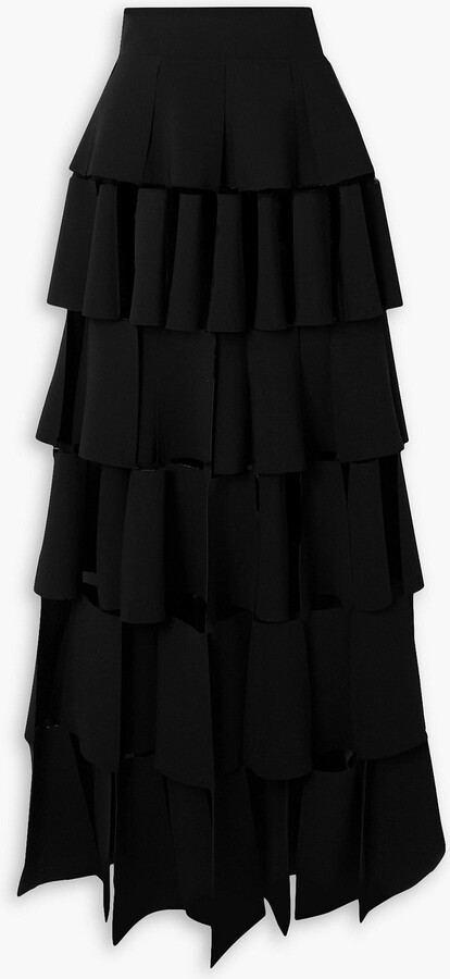 Long Black Tiered Skirt | ShopStyle