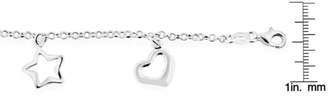 Zales Heart and Star Charm Anklet in Sterling Silver - 9.5"