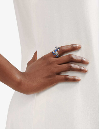Tiffany & Co. Victoria® Vine platinum, 1.47ct sapphire and 0.82ct diamond  bypass ring - ShopStyle