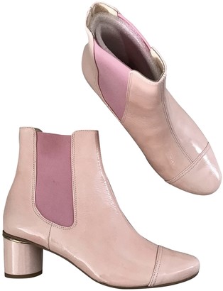pink patent ankle boots