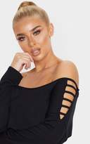 Thumbnail for your product : PrettyLittleThing Black Jersey Off The Shoulder T Shirt