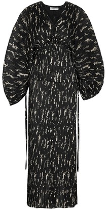 Givenchy Black Printed Plisse Midi Dress