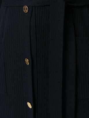 Thom Browne Half-and-half Rib Knit Striped Long Cardigan