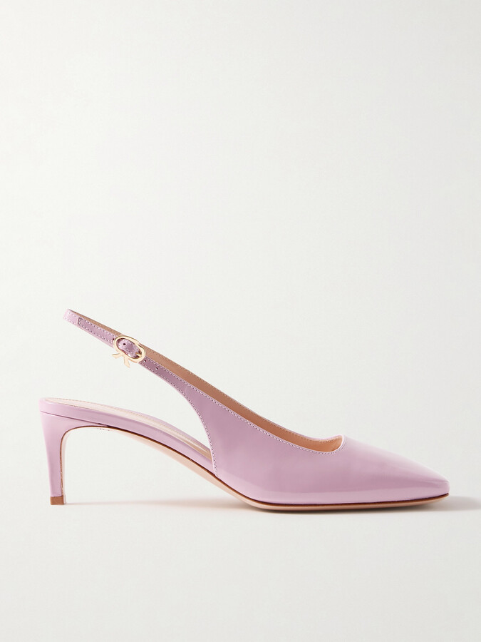 Gianvito Rossi Nuit 55 Glossed-leather Slingback Pumps - Pink
