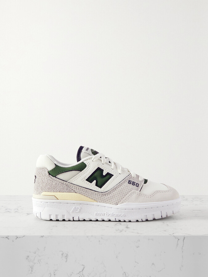 New Balance 550 Suede-trimmed Leather And Mesh Sneakers - White
