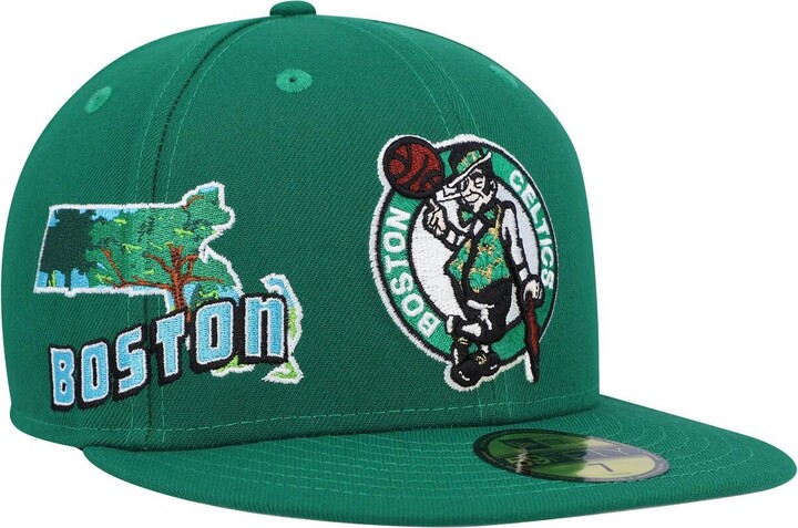 Men's New Era Pink/Light Blue Boston Celtics Paisley Visor 59FIFTY Fitted  Hat