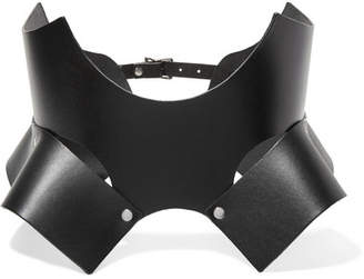 Zana Bayne - Bat Cutout Studded Leather Waist Belt - Black