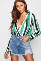 Thumbnail for your product : boohoo Wrap Stripe Bodysuit