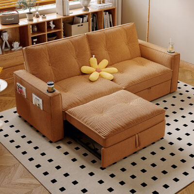 Latitude Run Convertible Sofa Bed Somnus Multi-Functional, 2-In-1 Multi-Functional Sofa Bed (For Sitting And Sleeping), Made Of Modern Corduroy Fabric