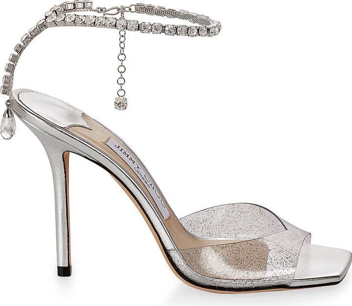 Strapped Silver Glitter Heels | ShopStyle
