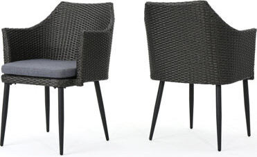 Ebern Designs Patio Chair Duo - Grey Pe , Iron, Waterproof Seat Fabric 2pcs Outdoor Sailing Chairs And Upholstery