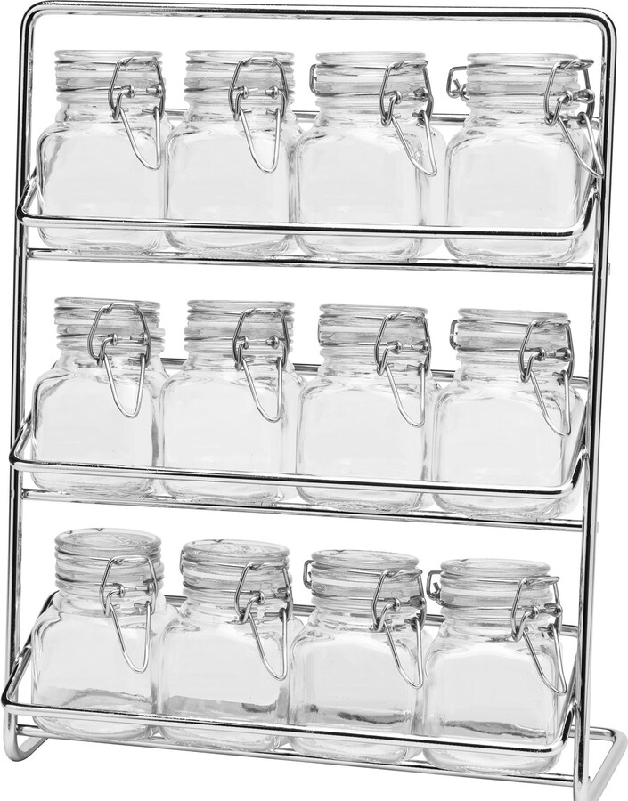 Dunelm Pisa Chorme 12 Glass Clip Tob Jar Spice Rack Silver ShopStyle