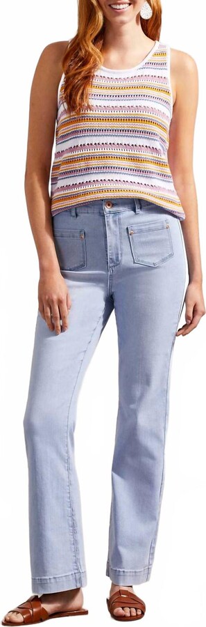Tribal Brooke Patch Pocket Micro Flare Jeans In Summer Blue