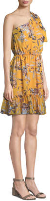 Shoshanna Carmela Floral Silk One-Shoulder Dress