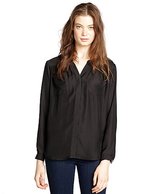 Thumbnail for your product : Wyatt black sateen ruched button front blouse