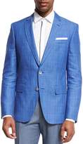 Thumbnail for your product : BOSS Plaid Linen-Cotton Sport Coat, Blue