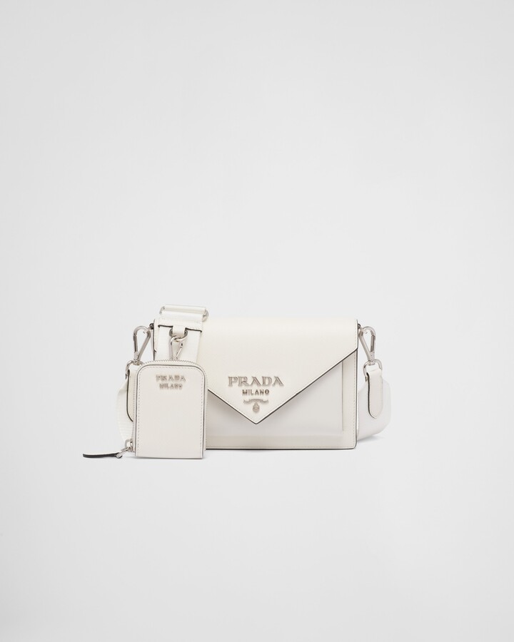 Prada logo-patch Saffiano mini bag - ShopStyle