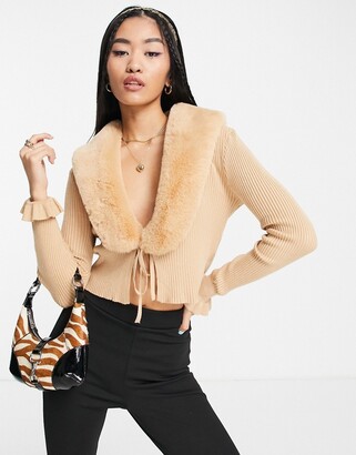 Faux Fur Trimmed Cardigan | Shop the world's largest collection of 
