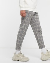Thumbnail for your product : Bershka skinny check trousers in grey