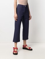 Thumbnail for your product : Jejia Cropped Flared Cotton Trousers