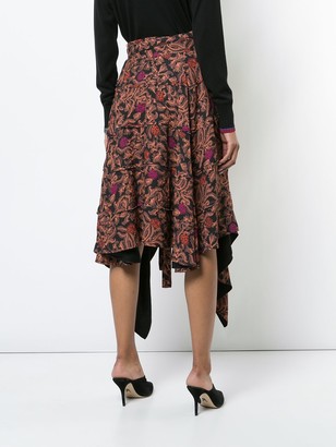 Proenza Schouler Paisley Floral Asymmetrical Skirt