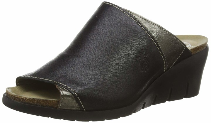 black wedge mules womens