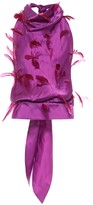 Thumbnail for your product : ATTICO Feather-trimmed satin top