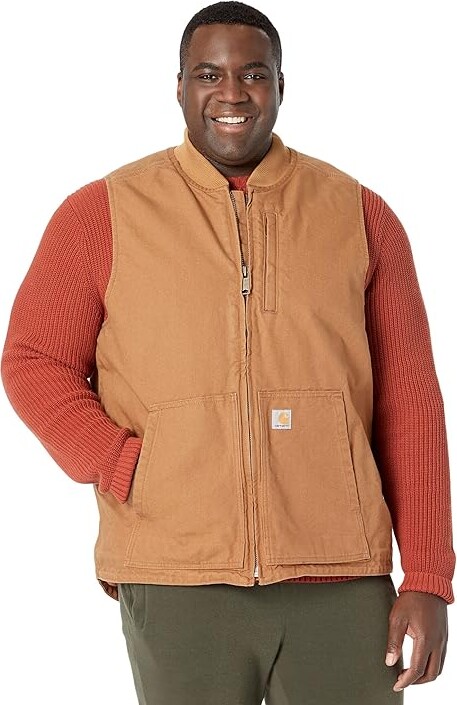 Carhartt Big Tall Loose Fit Washed Duck Insulated Rib Collar Vest Brown)  Men's Clothing - ShopStyle Outerwear