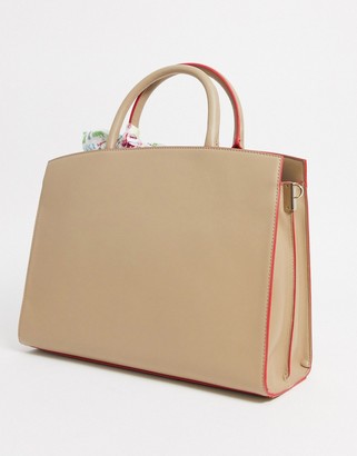 Love Moschino tote bag with scarf handle in beige