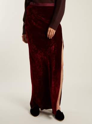 Nili Lotan Maya Velvet Maxi Skirt - Womens - Burgundy