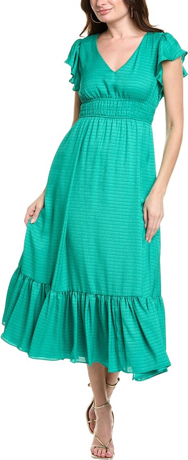 Taylor Satin Escada Stripe Jacquard Maxi Dress
