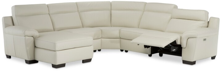 Pc Leather Chaise Sectional Sofa, Leather Sectional Sofa With Chaise 2 Power Recliners And Articulating Headrests