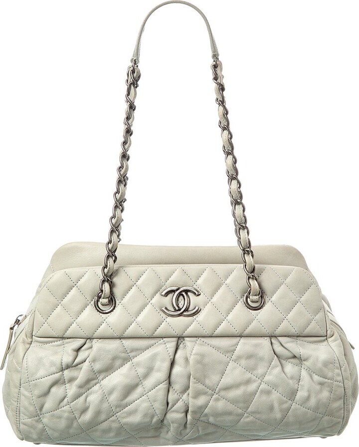 Chanel Gray Lambskin Leather CC Chain Tote (Authentic Pre-Loved)