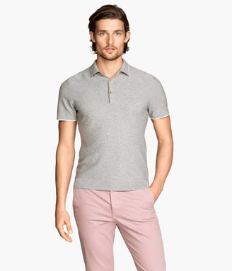 H&M Piqué Polo Shirt - Gray - Men