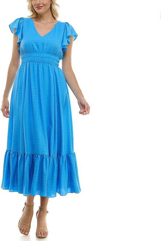 Taylor Women's Flutter Sleeve Fit & Flare Maxi Dress