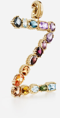 Dolce & Gabbana Rainbow alphabet Z 18 kt yellow gold charm with multicolor fine gems