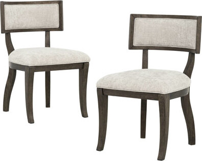 One Allium Way Dining Chair Of 2 Upholstered For A Cozy Feel, Aged Brown Oak Solid Wood Frame, Curved Legs, Open Back, 20.5 In Wide, 22 Deep, 31.53 Tall, Beige Main