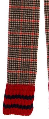 Gucci Web-Trimmed Houndstooth Wool & Cashmere Scarf