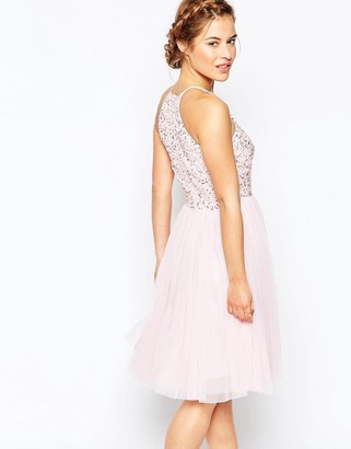 Maya Petite Sequin Bodice Tulle Midi Prom Dress