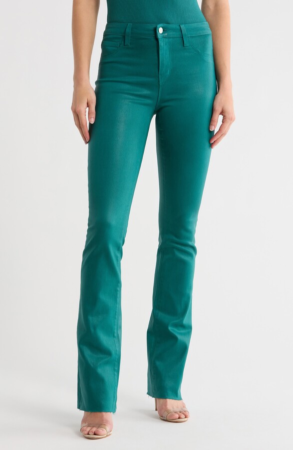 L'Agence Ruth Coated High Waist Raw Hem Straight Leg Jeans