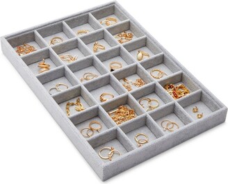 Juvale Velvet Jewelry Tray, Stackable 24 Grid Organizer for Earrings, Rings  (Gray, 14x10 in) - ShopStyle